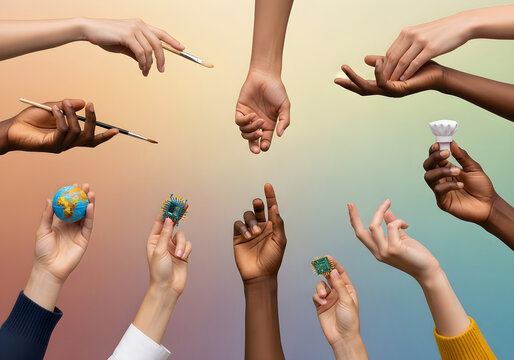 Two hands reaching to hold each other in pixel art style