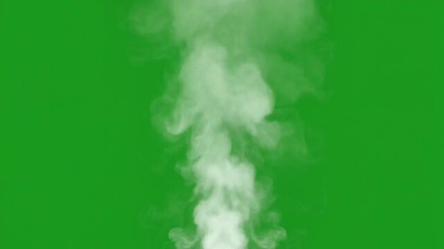 A firefly creates a vertical smoke column with inner swirling eddies isolated on green.