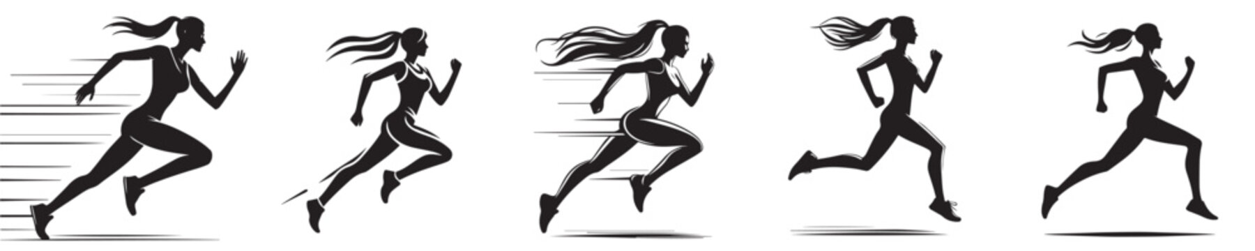 Icon running woman with silhouette style