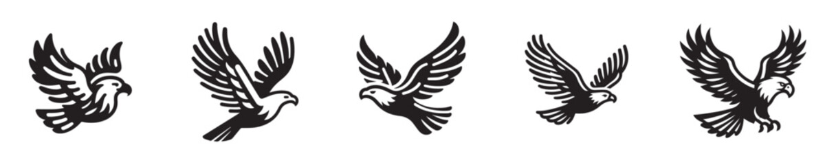 Fototapeta premium Icon flying eagle with silhouette style