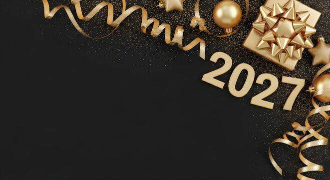Golden new year 2027 celebration background