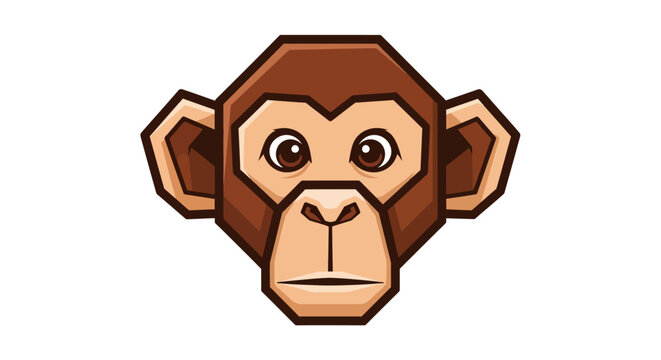 Cute monkey head mascot logo design isolated on white background