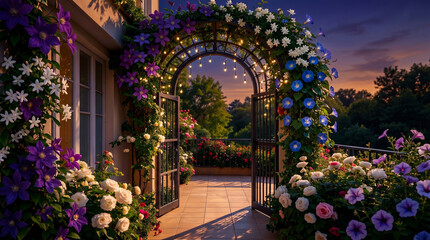 Fototapeta premium Enchanted Floral Archway at Twilight