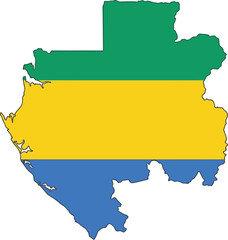 Fototapeta premium Map of gabon featuring national flag design geography national patriotic silhouette isolated