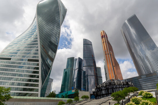 Modern office skyscrapers of Moscow City business center, Russia