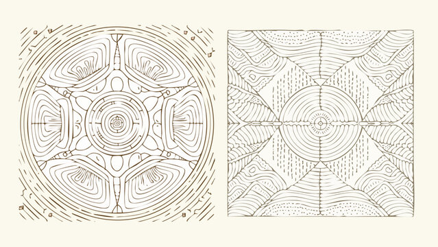 Intricate Geometric Patterns A Visual Symphony of Concentric Circles and Linear Designs