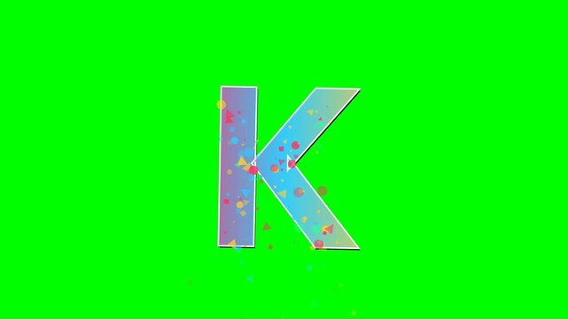 Seamless letter animation on chroma key green screen background featuring smooth motion. Versatile stock clip with red, green tones for microstock and broadcast distribution.