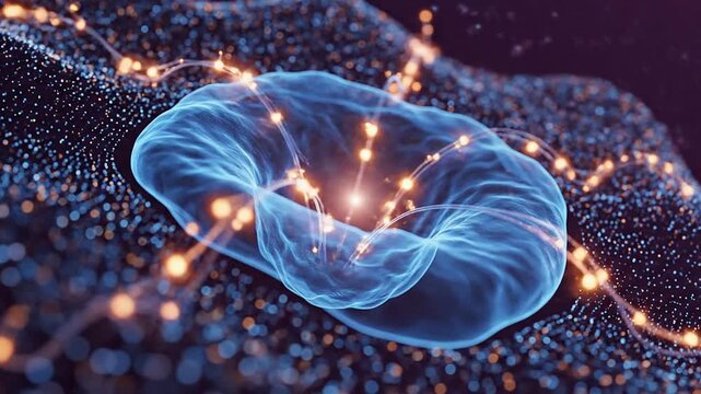 Futuristic Pregnancy Wellness Visualization: A Captivating Blue Glowing Energy Pattern Representing Nurturing Concepts in Cosmic Space