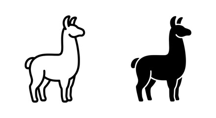 Llama Icons, Alpaca Vector Graphics, South American Camelid Symbols, Simple Line Art and Silhouette © Marium