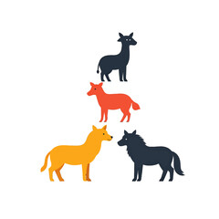 Obraz premium Four stylized canines in different colors and positions