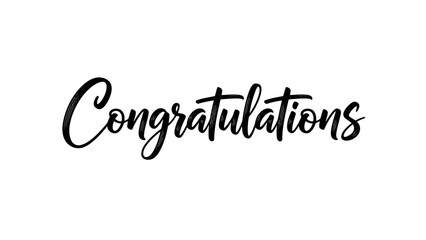 Elegant "Congratulations" word in stylish black script font on an isolated white background. © Grangger