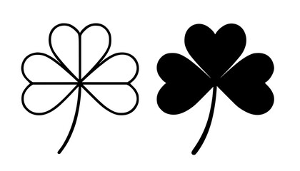 Clover illustration, minimalist outline and silhouette icon © Nurhalimah