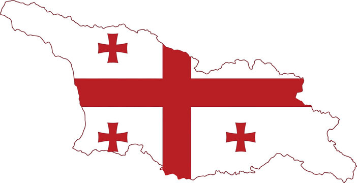 Georgia flag infographic map illustration with geography national caucasus territory silhouette