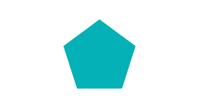 Turquoise pentagon shape on a white background.