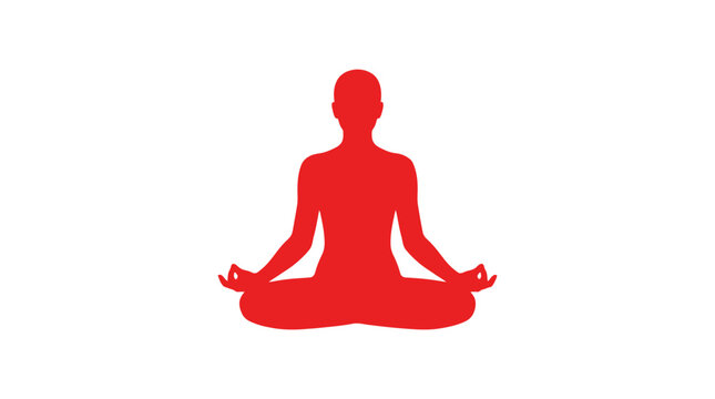 Red silhouette of a person meditating in lotus position