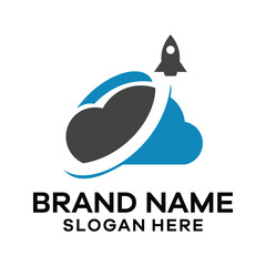 Obraz premium Cloud Rocket Logo Icon Design for business start up logo symbol, vector illustration.