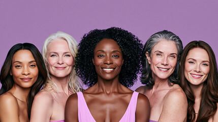 Fototapeta premium Empowering & Diverse Women Portrait: Celebrating Beauty, Confidence, and Inclusivity in Joyful Togetherness