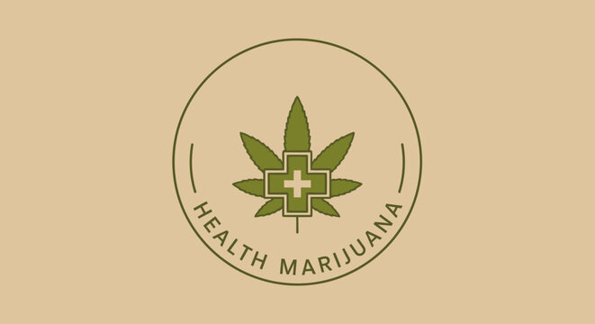 Health Marijuana Cannabis Leaf Medical Cross Logo Design.