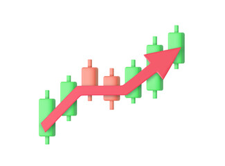 Fototapeta premium 3d Growth stock diagram financial graph. candlestick with arrow up Trading stock or forex