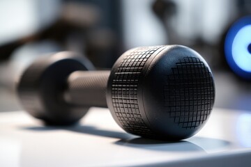 Obraz premium Black dumbbell isolated on white background