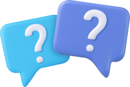 3d Speech bubble with question mark.