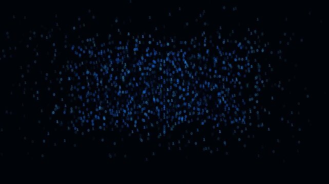 Abstract Blue Binary Digits Flowing in Cyberspace Background