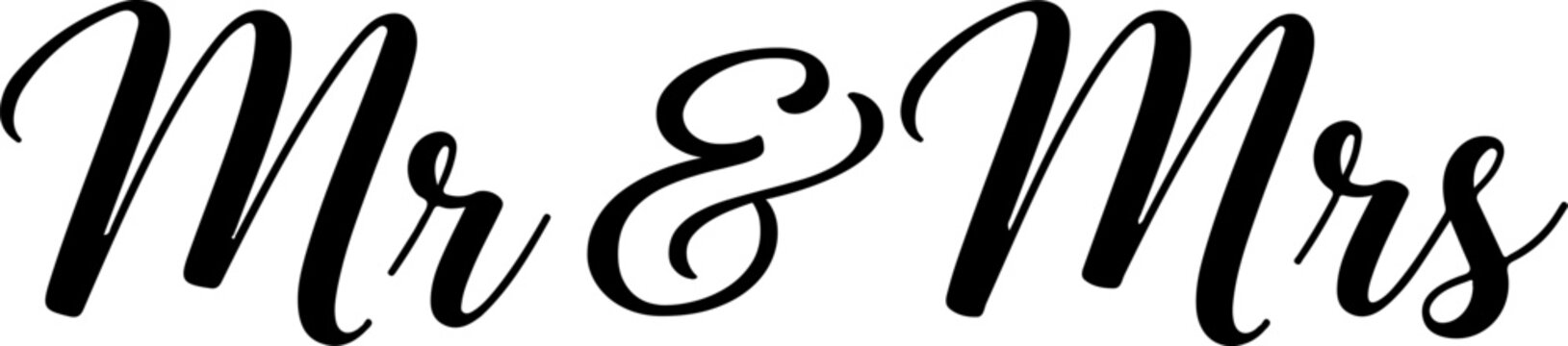 Elegant mr mrs silhouette wedding typography
