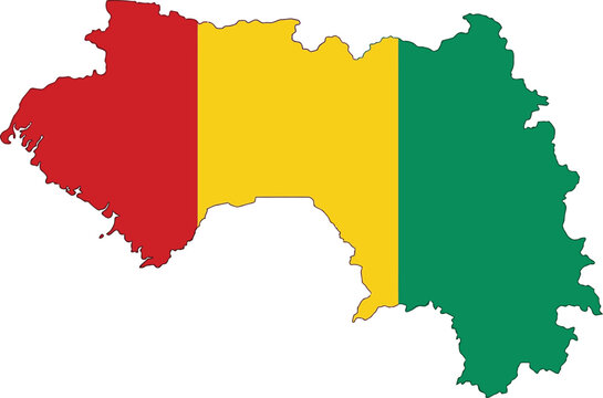Geographical map outline of guinea with flag texture geography territory national sovereign
