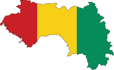 Fototapeta premium Flag map silhouette of guinea country with geography territory national sovereign cartography