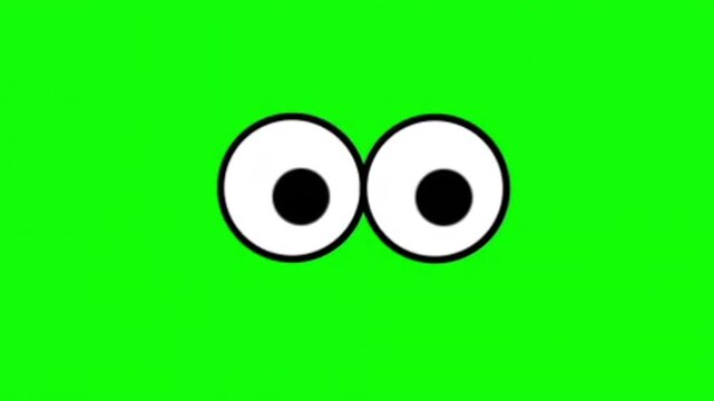 Funny Cartoon Eyes Green Screen Animation &ndash; Cute Googly Eyes Loop for Meme, Reaction, Overlay and Video Editing Background
