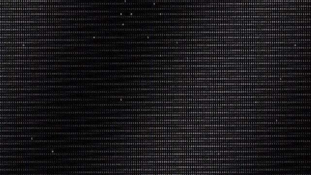 White Binary Code Matrix Grid with Horizontal Data Scanning Light Effect