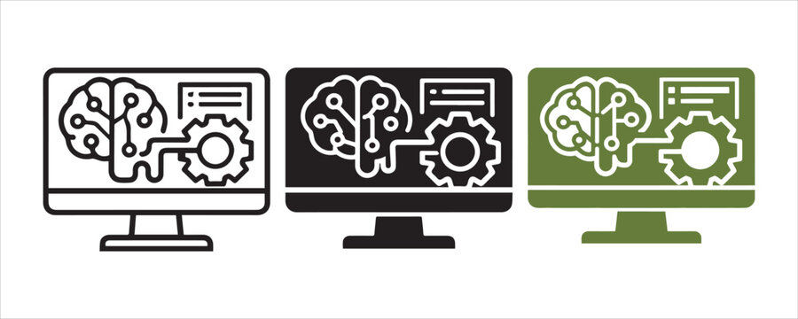Machine Learning Icon Bundle &ndash; AI & Data Science Vector Set.