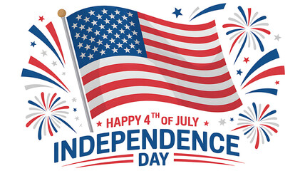 Obraz premium USA happy independence day greeting card, banner vector illustration. United States of America national holiday 4th of July design element with realistic flag