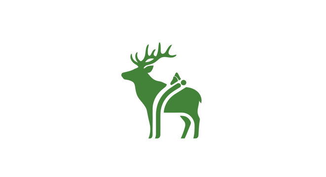 Green Elk Silhouette with Mountain Design.