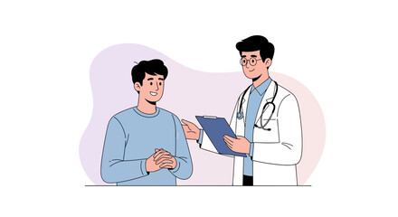 Fototapeta premium Doctor consulting patient with medical chart, illustration of healthcare and medical consultation.