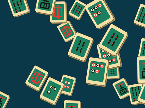 Chinese Mahjong Tiles Lunar New Year Pattern Backdrop