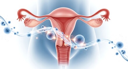 Fototapeta premium Menopause Healthcare Concept with Female Reproductive System and Hormonal Balance Visualization