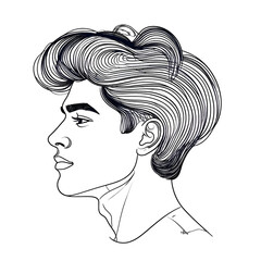 Profile portrait of a person with stylized hair and clean lines © Zidna