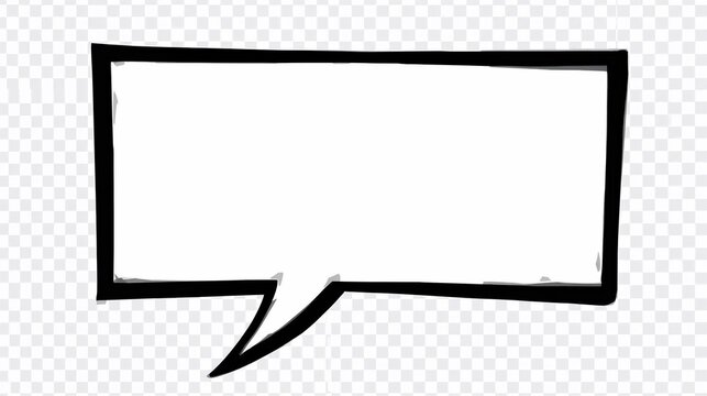Comic Speech Bubble Rectangle Black Outline Pop Art Transparent Background