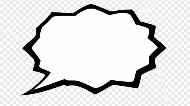 Comic Speech Bubble Rectangle Black Outline Pop Art Transparent Background