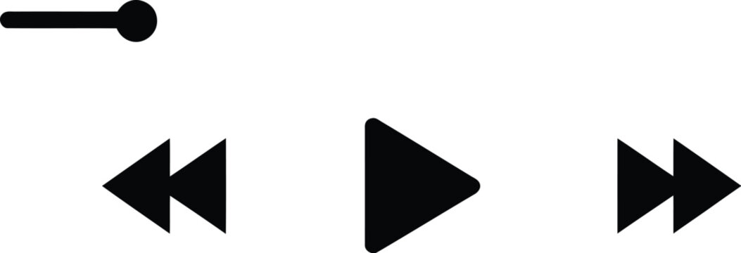Music and Video Play Bar Icon Set with Audio Player Controls, Timeline Slider, and Media Buttons Vector Illustration