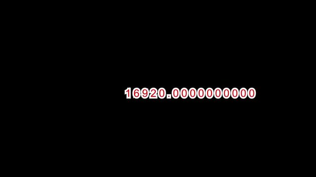 Digital Number Counter with Red and White Text on Black Background