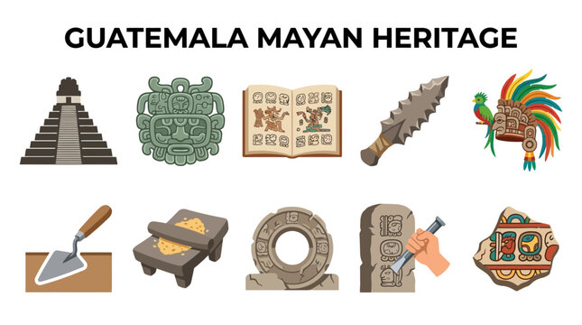 Guatemala Mayan Heritage Icons.