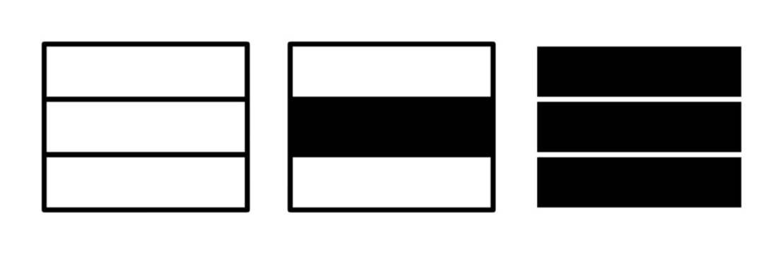 Three Simple Rectangles, Abstract Geometric Design, Minimalist Black and White Icons