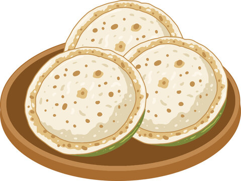 Traditional Serabi Pancake Plate Illustration