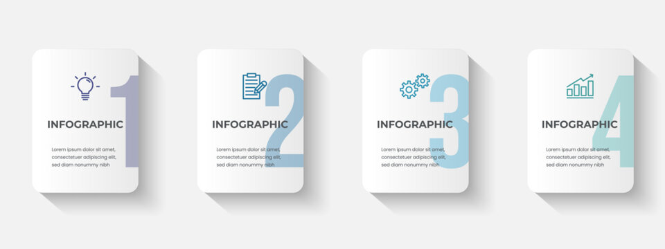 Minimalist business infographic template with 4 numbered horizontal cards.