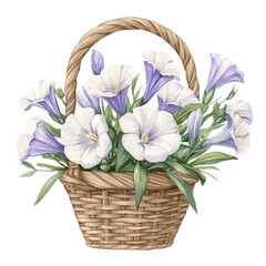 Obraz premium Watercolor vector illustration of Lisianthus Flower Basket, isolated on a white background.