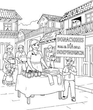 Community donation drive for underprivileged people illustration.