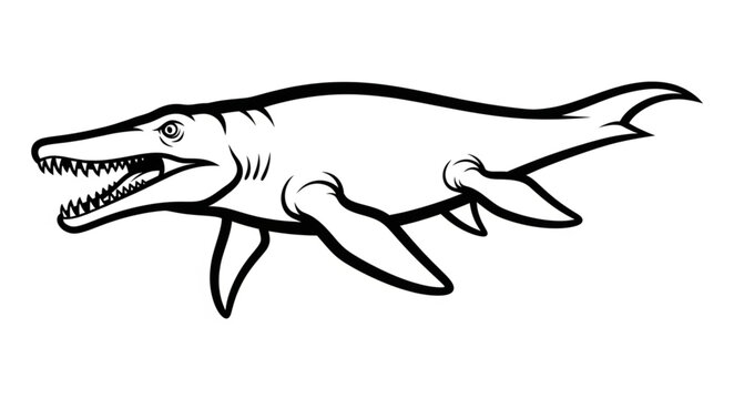 Prehistoric marine reptile mosasaur illustration.