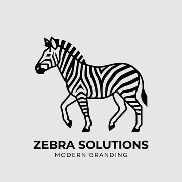 Minimalist zebra logo design with modern typography for branding.
